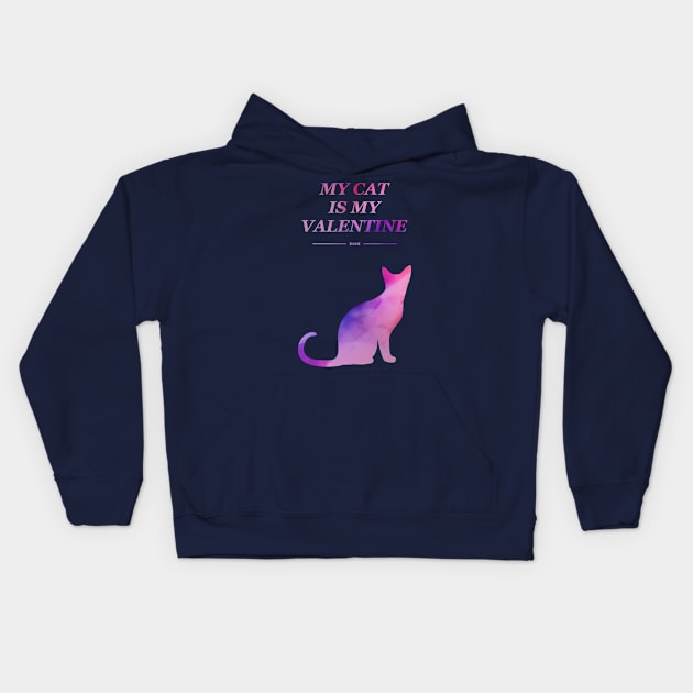 My Cat Is My Valentine Kids Hoodie by Masahiro Lab